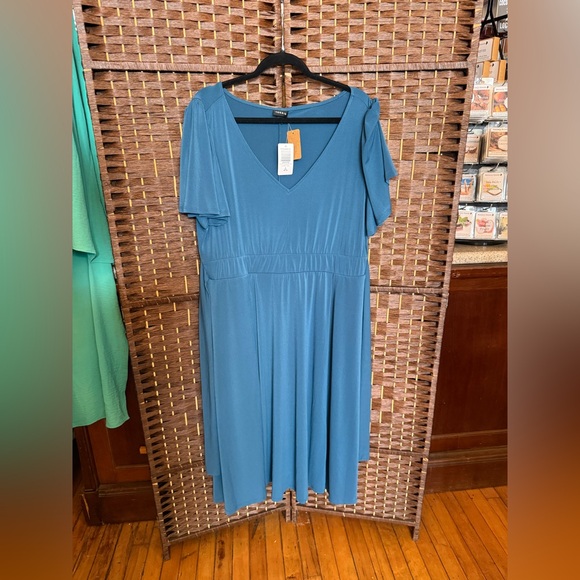 Torrid Blue Midi Dress with V-Neck - Picture 1 of 5